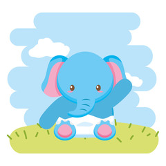 cute little elephant baby character