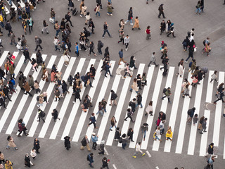 Naklejka premium 渋谷駅前のスクランブル交差点