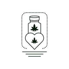 cannabis bottle product with heart