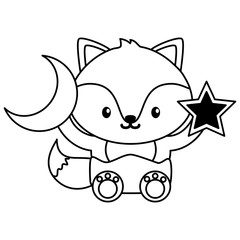 cute little fox baby with moon and star toys