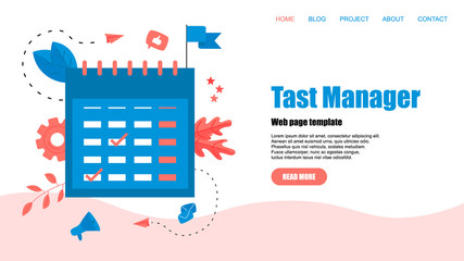 Web Template. Flat design task Manager with events, reminders and planning	
