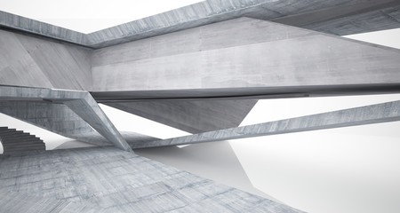 Abstract architectural concrete interior of a minimalist house. 3D illustration and rendering.