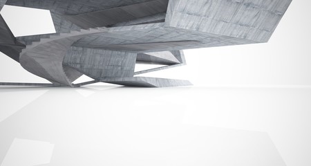 Abstract architectural concrete interior of a minimalist house. 3D illustration and rendering.