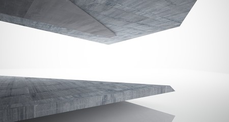 Abstract architectural concrete interior of a minimalist house. 3D illustration and rendering.