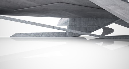 Abstract architectural concrete interior of a minimalist house. 3D illustration and rendering.