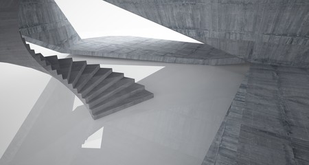 Obraz premium Abstract architectural concrete interior of a minimalist house. 3D illustration and rendering.