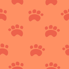 Red paws on a pink background. Design for wallpaper, textiles. Children's illustration.