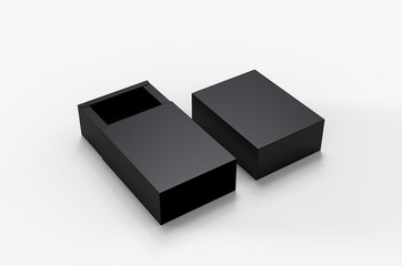Blank sliding drawer box for branding presentation. 3d render illustration.