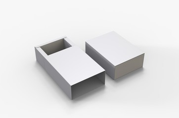 Blank sliding drawer box for branding presentation. 3d render illustration.