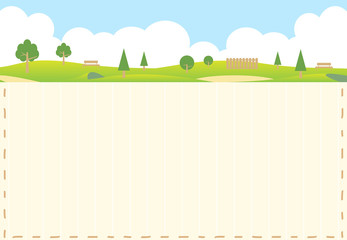 公園　風景　ステッチフレーム