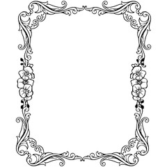 Decorative of line art frames, elegant floral frame. Vector