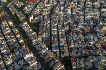 Fototapeta premium Arieal photography of rooftops and architecture Ho Chi Minh City Vietnam
