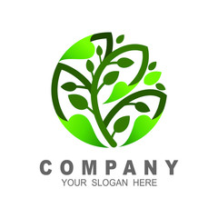 nature logo design, life in circle shape logo vector