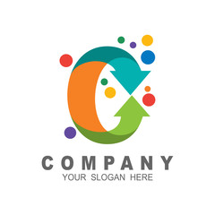 logo letter c with simple, colorful logo and babble design