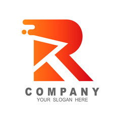letter r logo and arrow with speed, logo r design illustration