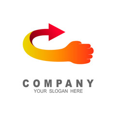 hand logo with arrows, fast fist logo template ready for use
