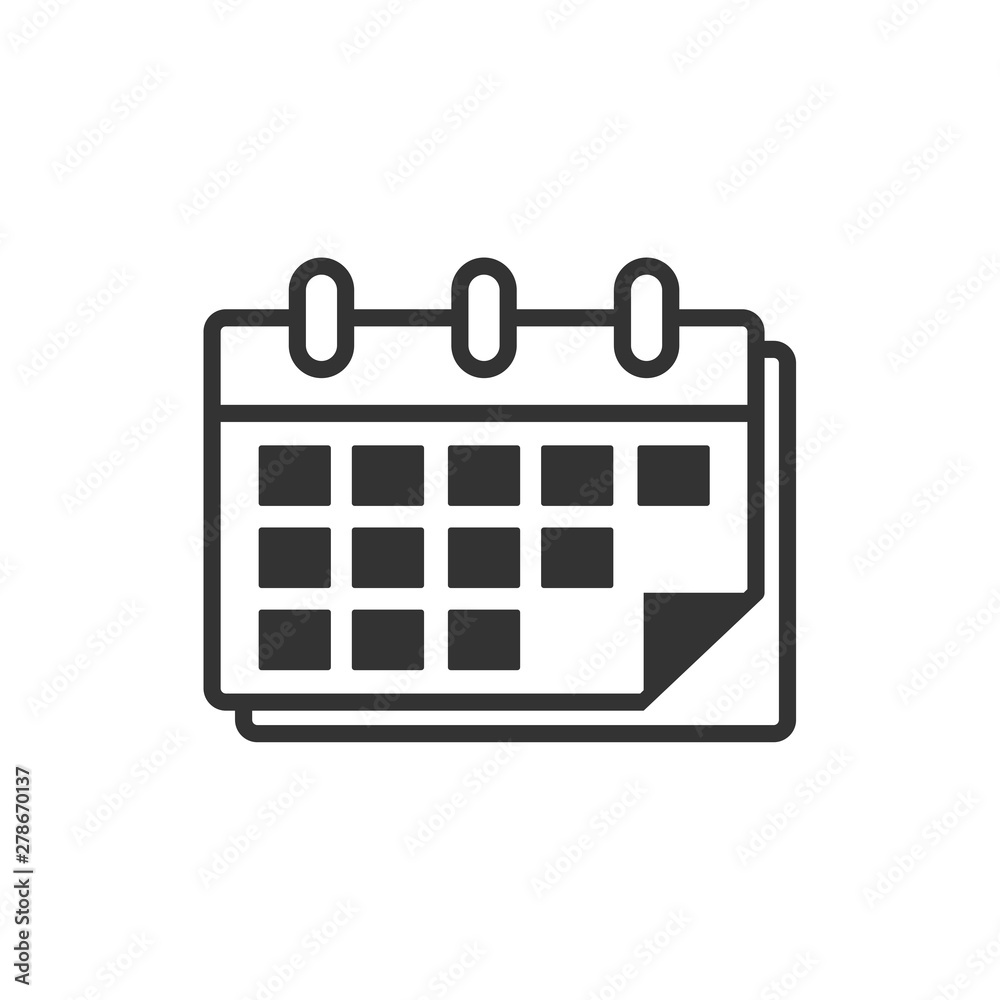 Aufkleber Calendar icon template color editable. Calender on the wall symbol vector sign isolated on white background. Simple logo vector illustration for graphic and web design.