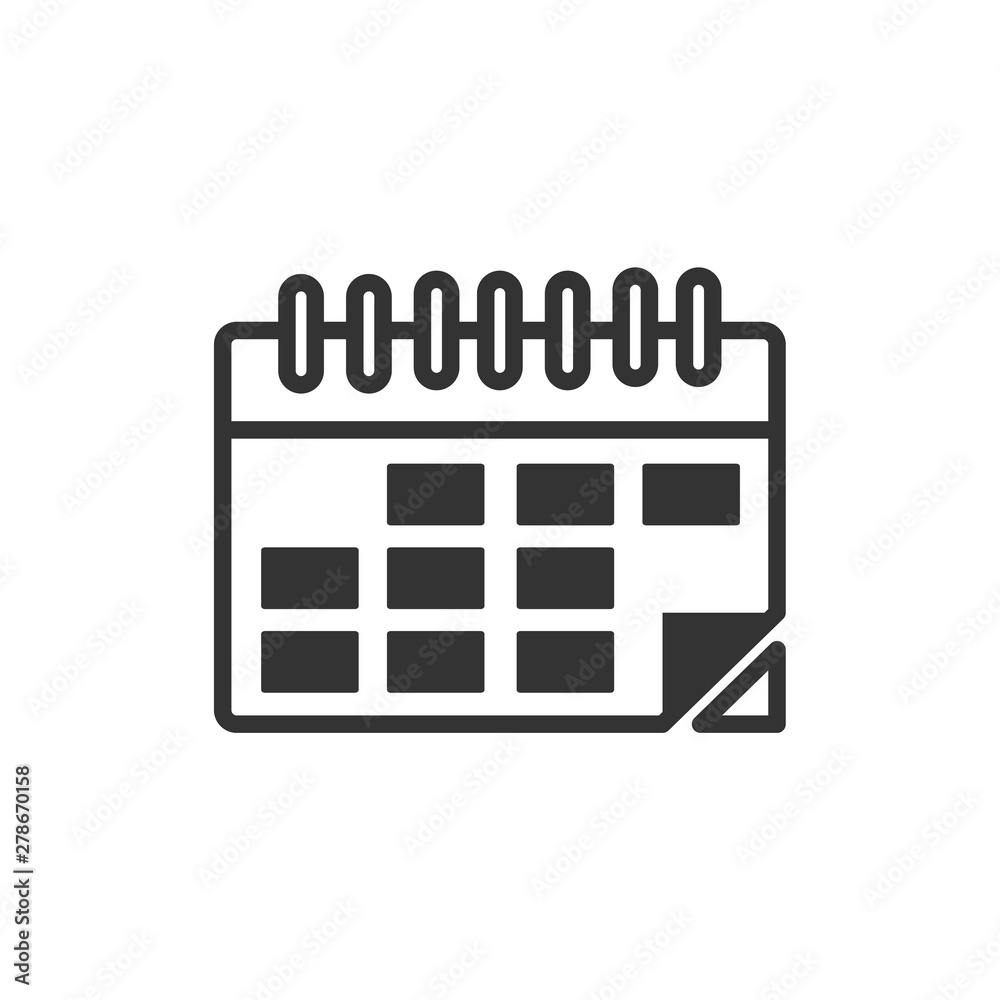 Aufkleber Calendar icon template color editable. Calender on the wall symbol vector sign isolated on white background. Simple logo vector illustration for graphic and web design.