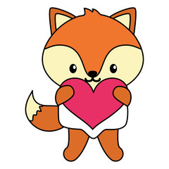 cute little fox baby with heart