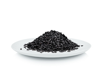 sesame isolated in white plate on white background