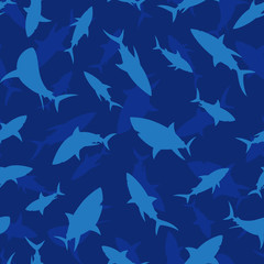 Shark seamless pattern. Shark silhouette vector background. For print, textile, web, home decor, fashion, surface, graphic design