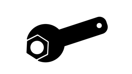 Illustration vector of wrench tightening the nut, simple black design
