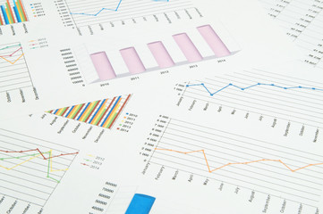 Business concept, financial charts and graphs as a background