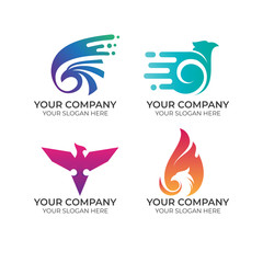 eagle business logo collection with minimalist concept design vector template on white background