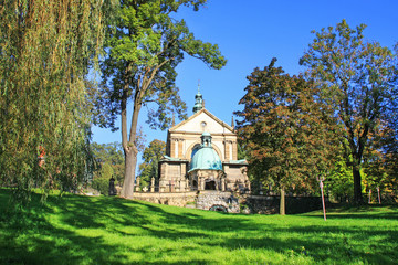 Naklejka premium KALWARIA ZEBRZYDOWSKA - JULY 22, 2018: Way of Cross in Kalwaria Zebrzydowska, architectural and park landscape complex