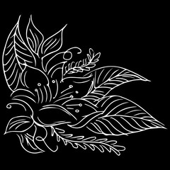Summer tropical leaf. Floral botanical flower. Hand drawn vector illustration. Tropical leaf palm icon