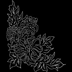 Fototapeta premium Summer tropical leaf. Floral botanical flower. Hand drawn vector illustration. Contour sketch. Tropical leaf palm icon. Hawaiian vector illustration