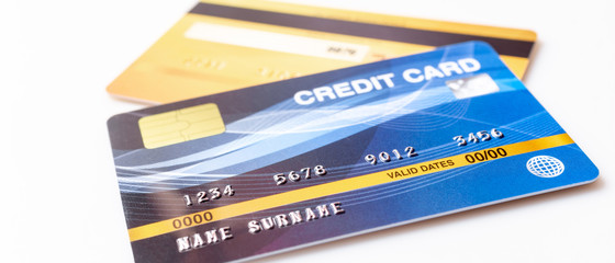 Fototapeta premium credit cards mockup on white background.