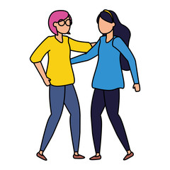 Fototapeta premium friendly happy women hugging characters