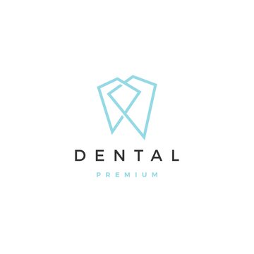geometric dental logo vector icon illustration line outline monoline