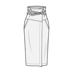 SKIRT fashion flat sketch template