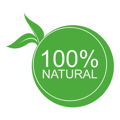 100% Natural green icon. Organic.