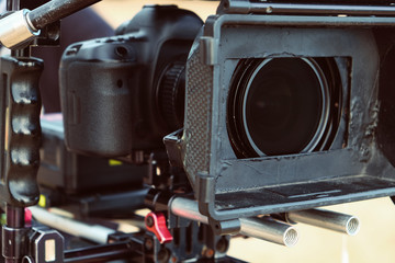 Filming with professional camera background