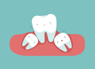 Wisdom tooth make tooth lose balance, dental healthy concept.