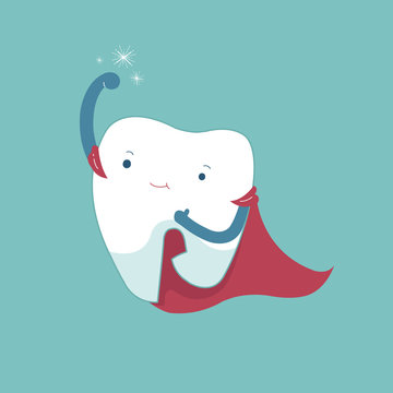 Super tooth of healthy, dental cartoon concept.