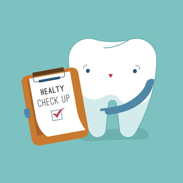 Check up for good healthy of dental, tooth cartoon concept.