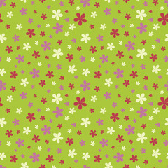 Simple green vector blossom flowers seamless
