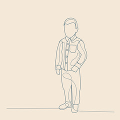 isolated, sketch with lines, child boy
