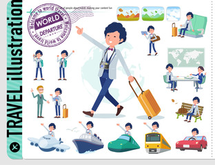 flat type blue casual tuxedo men_travel