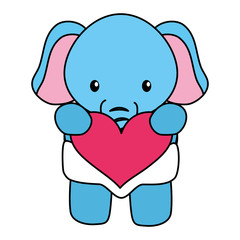 cute little elephant baby with heart love character