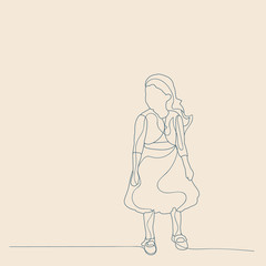 sketch with lines, child girl