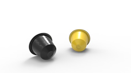 3d rendering of multiple colored coffee capsules different flavours
