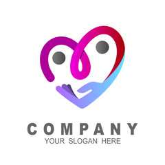 People care logo template, charity icon , love and people logo vector