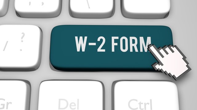 W-2 form in online version. 3d render illustration.