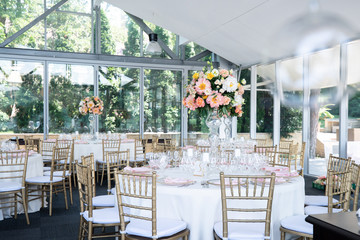 Restaurant wedding table  setup 