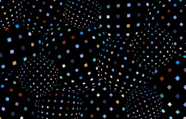 Interactive 3d abstract mosaic background. Black spheres creative illustration.